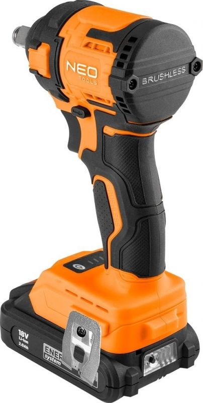 Гайковерт ударний Neo Tools Energy+ 18В безщітковий 2500об·хв 350Нм 1/2" 3 швидкості 1.1кг без АКБ та ЗП