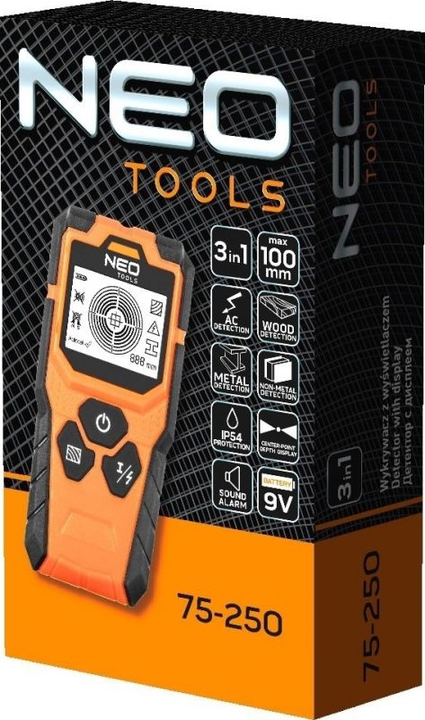 Детектор Neo Tools, від 20 до 100мм, IP54, чохол, 0.164кг