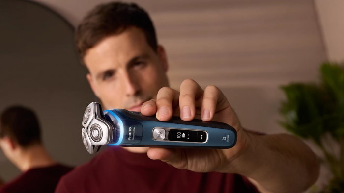 Бритва електр. Philips Series i9000 Prestige SkinIQ,  бритв.головок-3, Li-Ion, сух.+волог., індикатор заряду, твердий чохол, синій
