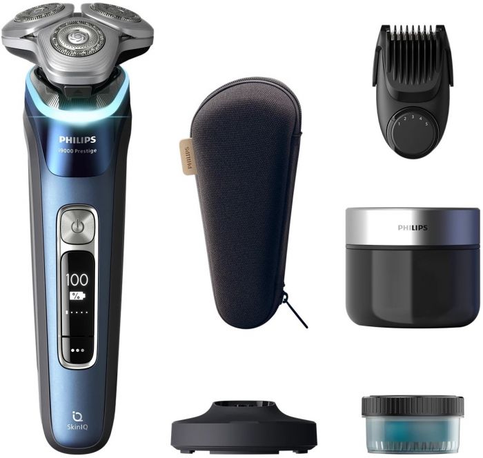 Бритва електр. Philips Series i9000 Prestige SkinIQ,  бритв.головок-3, Li-Ion, сух.+волог., індикатор заряду, твердий чохол, синій