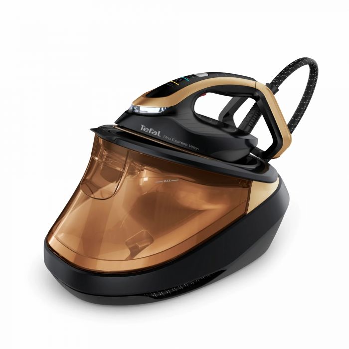 Праска-парогенератор Tefal Pro Express Vision, 3000Вт, 1200мл, паровий удар -800гр, постійна пара - 180гр, керам. підошва, чорно-золотий