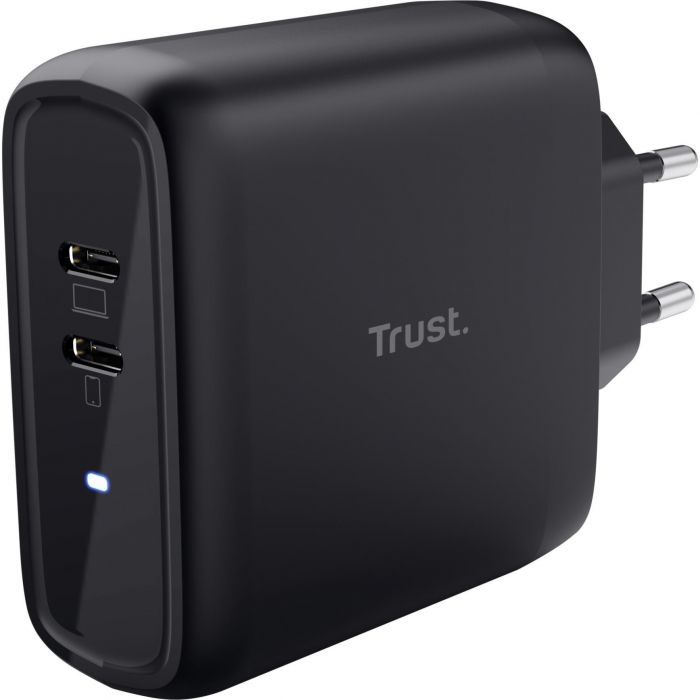 Зарядний пристрій мережевий Trust Maxo 65Вт, 2xUSB-C PD, чорний