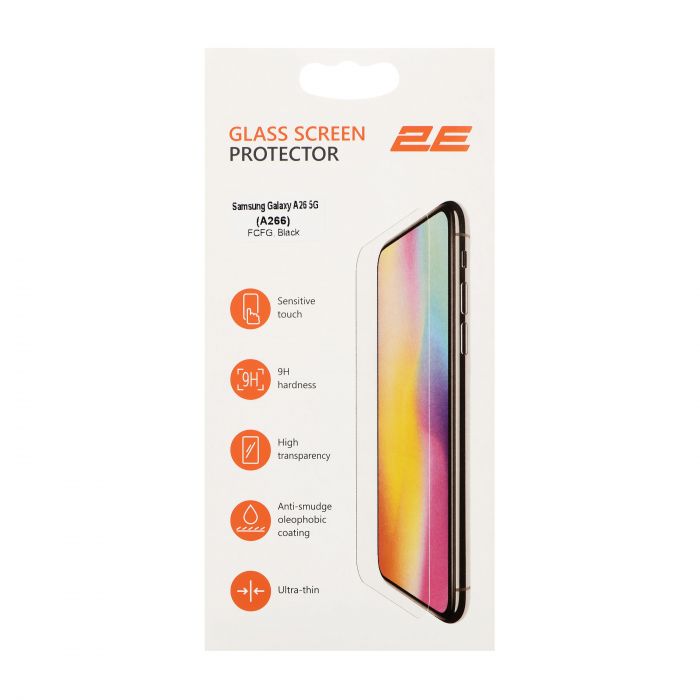 Захисне скло 2E для Samsung Galaxy A26 5G (A266) , 2.5D FCFG, (1 Pack), чорна рамка