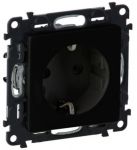 Розетка 2К+З Schuko Legrand Valena Life, 16А, 250V, зі шторками, автоматичні клеми, матовий чорний