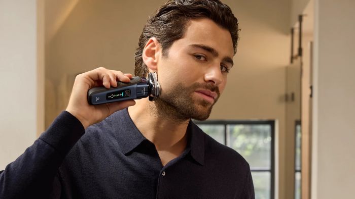 Бритва електр. Philips Series i9000 Prestige SkinIQ,  бритв.головок-3, Li-Ion, сух.+волог., індикатор заряду, твердий чохол, синій
