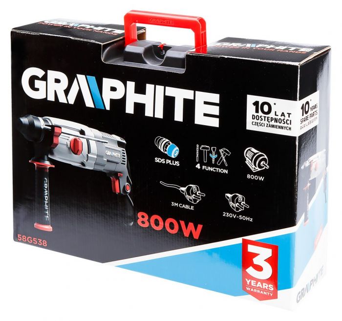 Перфоратор GRAPHITE SDS-plus 800Вт 2.8Дж кейс 3.28кг