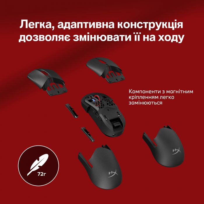 Миша HyperX Pulsefire SAGA PRO, RGB, USB-A/WL/BT, чорний