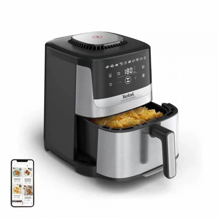 Мультипіч Tefal Easy Fry Silence, 1670Вт, чаша-5л, сенсорне керув., 10 програм, пластик, нерж. сталь-чорний