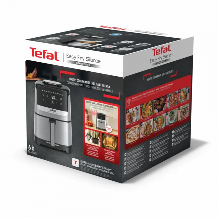 Мультипіч Tefal Easy Fry Silence, 1670Вт, чаша-5л, сенсорне керув., 10 програм, пластик, нерж. сталь-чорний