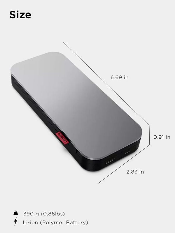 Портативний зарядний пристрій Power Bank Lenovo 20000 mAh, Go USB-C Laptop, Thunder Black