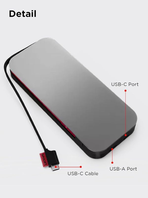 Портативний зарядний пристрій Power Bank Lenovo 20000 mAh, Go USB-C Laptop, Thunder Black