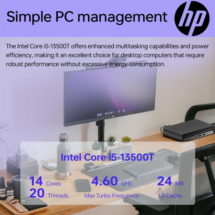 Комп'ютер персональний неттоп HP Pro 400-G9 Mini, Intel i3-13100T, 8GB, F512GB, UMA, WiFi, кл+м, 3р, Win11P