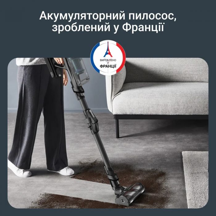 Пилосос Rowenta безпровідний X-Force Flex 14.80 Animal Aqua, 240Вт, вологе прибирання, конт пил -0.65л, автон. робота до 90хв, HEF system 99,9%, чорно-синій
