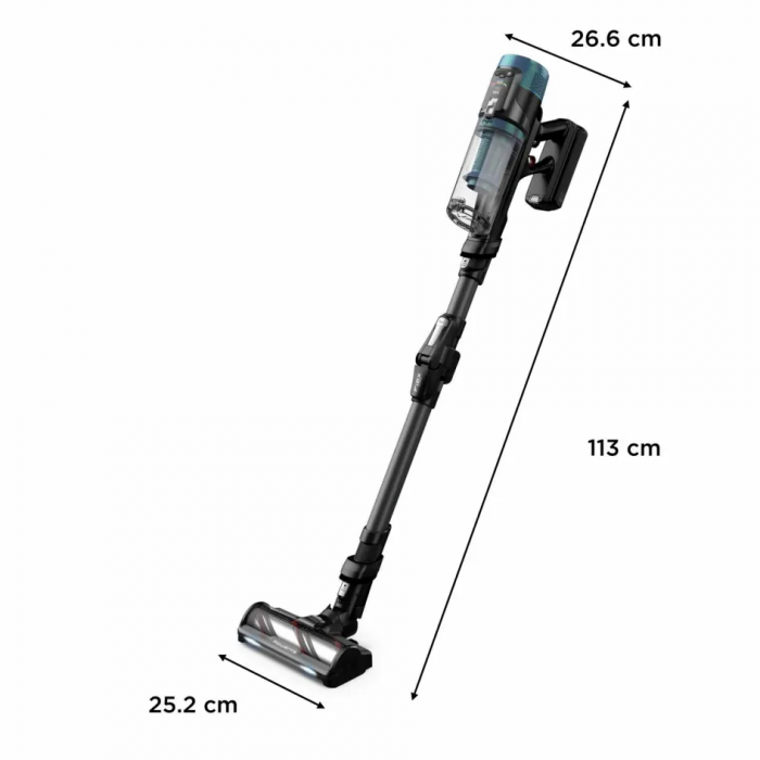 Пилосос Rowenta безпровідний X-Force Flex 14.80 Animal Aqua, 240Вт, вологе прибирання, конт пил -0.65л, автон. робота до 90хв, HEF system 99,9%, чорно-синій