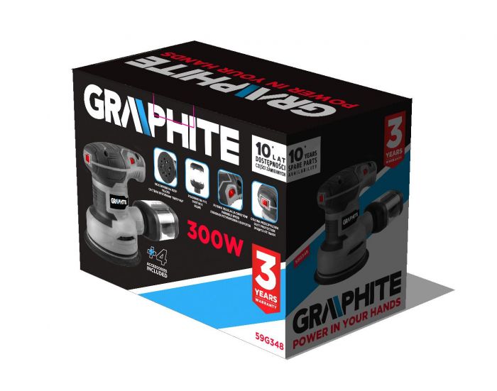 Шліфмашина ексцентрикова GRAPHITE 300Вт 125мм 7000-13000об·хв орбіта 1мм 1.21кг