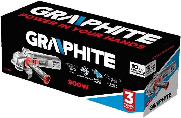 Шліфмашина кутова GRAPHITE 125мм 900Вт 12000об·хв 1.8кг