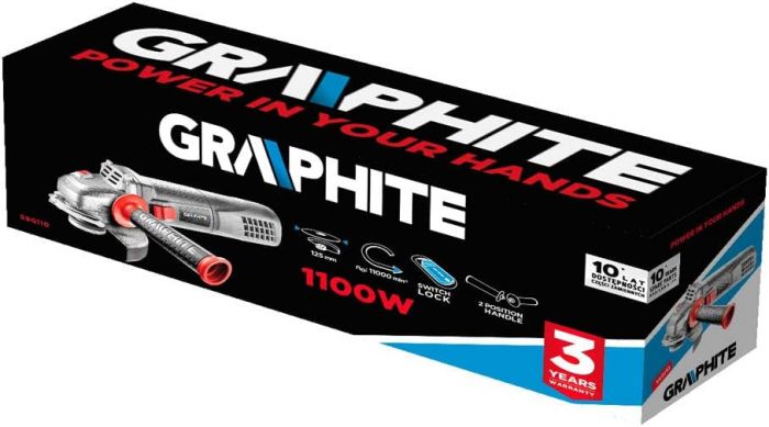 Шліфмашина кутова GRAPHITE 125мм 1100Вт 11000об·хв 2.7кг