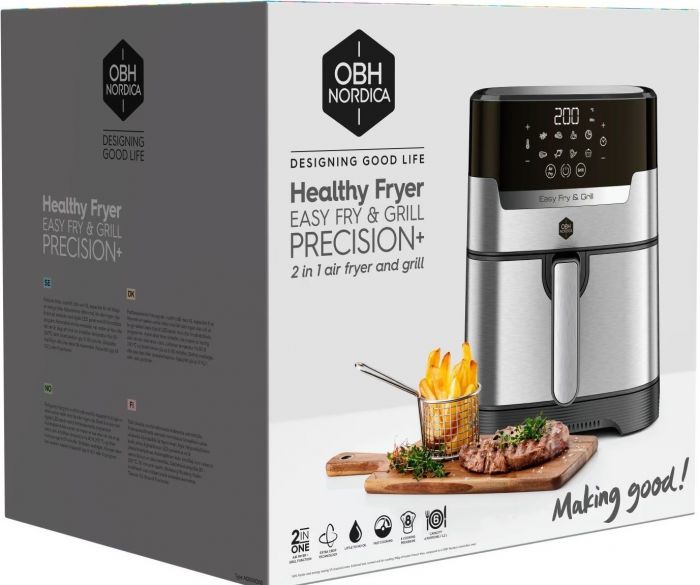 Мультипіч OBH Nordica EasyFry&Grill, 1550Вт, чаша-4.2л, сенсорне керув., від 40°C до 200°C, пластик, чорно-сірий