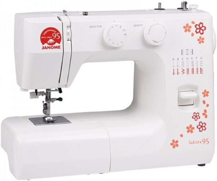 Швейна машина JANOME SAKURA95, електромех., 60Вт, 15 шв.оп., петля напівавтомат, білий