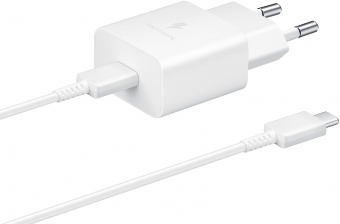 Зарядний пристрій мережевий Samsung 15Вт USB-С, кабель USB-C > USB-C, 1м, білий
