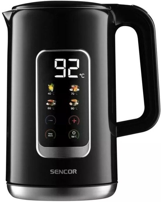 Електрочайник Sencor 1.7л, Strix, LED дисплей, подвійні стінки, сенс. керування, чорний