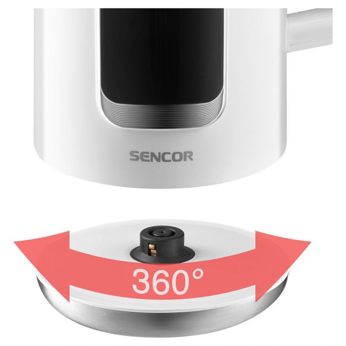 Електрочайник Sencor 1.7л, Strix, LED дисплей, подвійні стінки, сенс. керування, білий