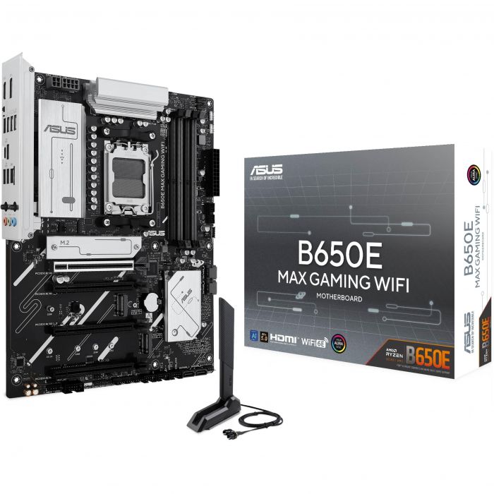 Материнcька плата ASUS B650E MAX GAMING WIFI sAM5 B650 4xDDR5 M.2 HDMI DP ATX