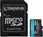 Карта пам'яті Kingston microSD  128GB C10 UHS-I U3 A2 V30 R200MB/s + SD