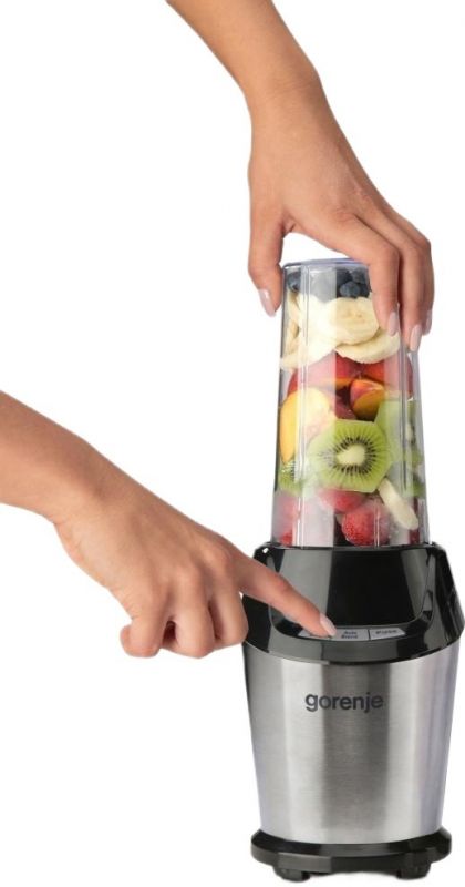 Блендер Gorenje стаціонарний 1000Вт, чаша-750мл, подрібнювач, чорний-нерж