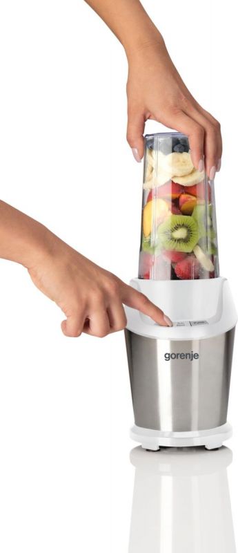 Блендер Gorenje стаціонарний 1000Вт, чаша-750мл, подрібнювач, білий-нерж