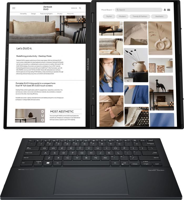 Ноутбук ASUS Zenbook DUO UX8406CA-QL214X 14" FHD OLED, Intel Ultra 7 255H, 32GB, F2TB, UMA, Win11P, Сірий