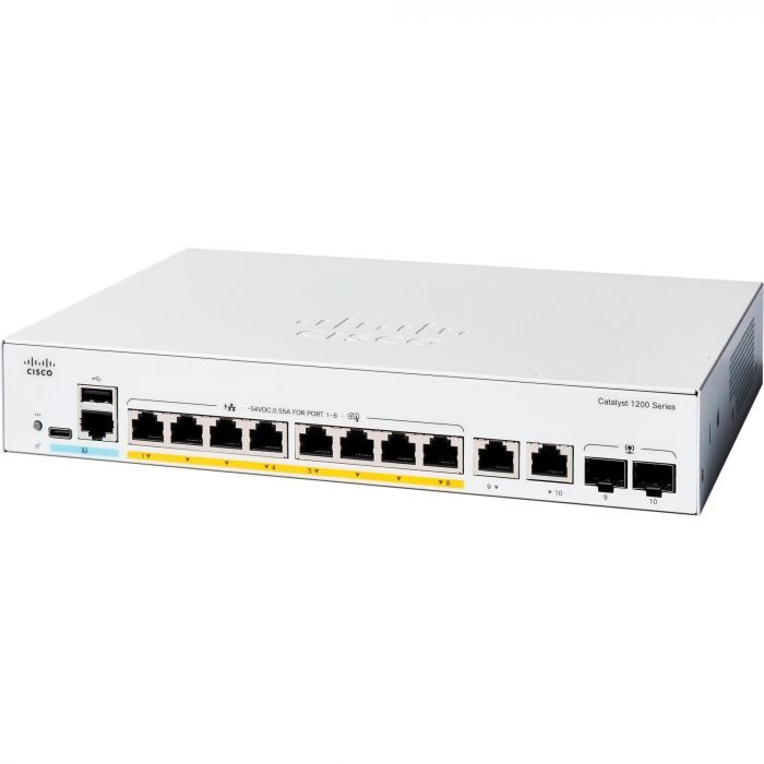Комутатор Cisco Catalyst 1200 8xGE, Ext PS, 2x1G Combo