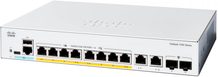 Комутатор Cisco Catalyst 1200 8xGE, Ext PS, 2x1G Combo