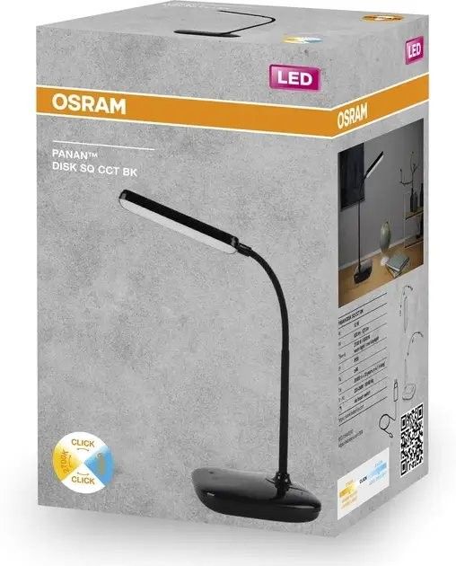 Лампа настільна OSRAM Panan DISK SQ 12W 3000К 4000К 6500К  з димером, чорний