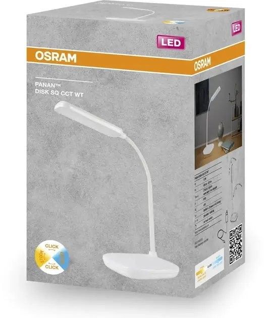Лампа настільна OSRAM Panan DISK SQ 12W 3000К 4000К 6500К  з димером, білий