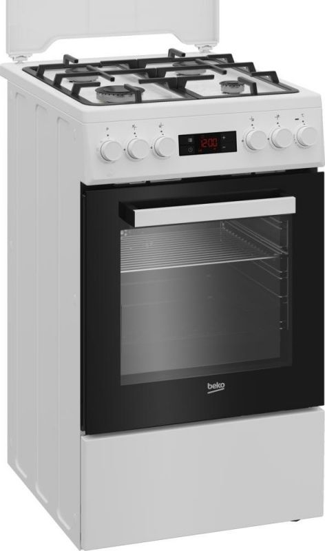 Плита Beko комбінована, 60л, 50x60см, дисплей, конвекція, чавун, білий