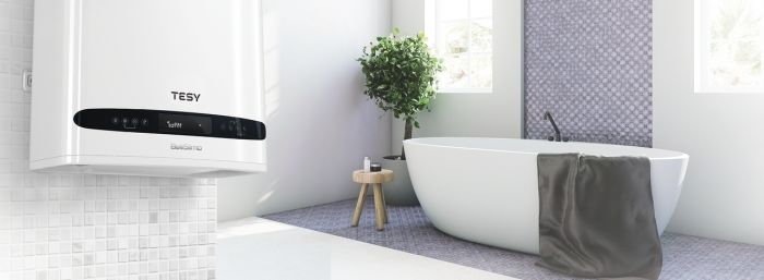 Водонагрівач електр. TESY Bellislimo Cloud плаский GCR 1002722 E31 ECW Wi-Fi, 100л, 2,2кВт, ун. монтаж, електр. кер-ння, B, білий