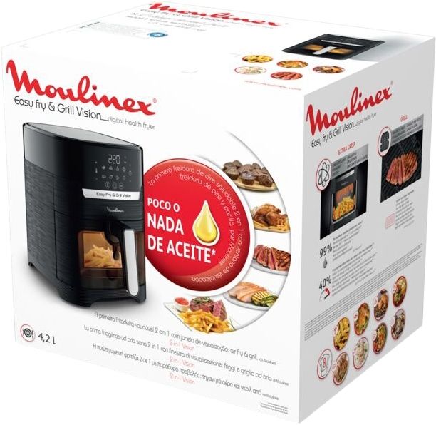 Мультипіч Moulinex Easy Fry&Grill Window, 1550Вт, чаша-4.2л, сенсорне керув., 8 програм, з віконцем, пластик, чорний
