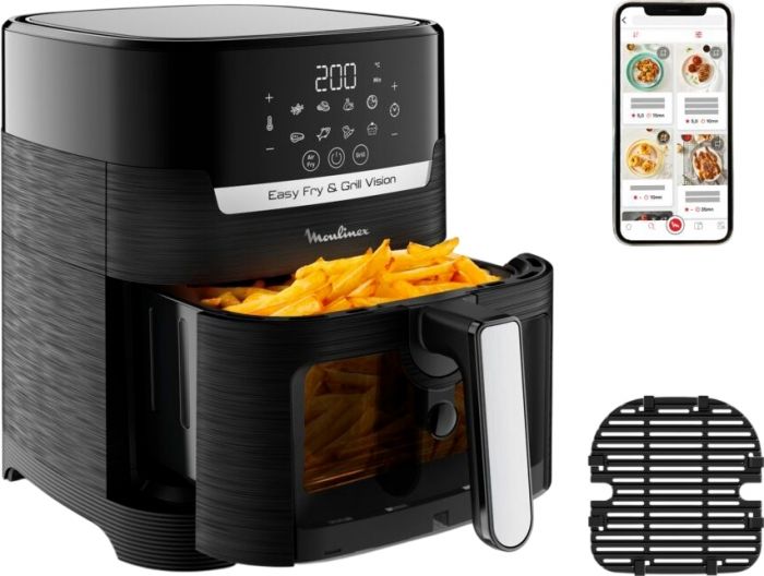 Мультипіч Moulinex Easy Fry&Grill Window, 1550Вт, чаша-4.2л, сенсорне керув., 8 програм, з віконцем, пластик, чорний