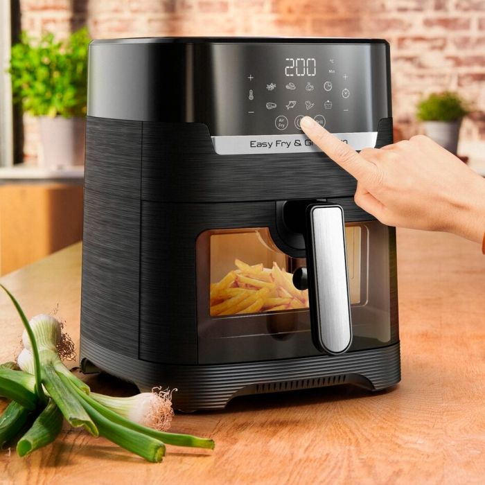 Мультипіч Moulinex Easy Fry&Grill Window, 1550Вт, чаша-4.2л, сенсорне керув., 8 програм, з віконцем, пластик, чорний