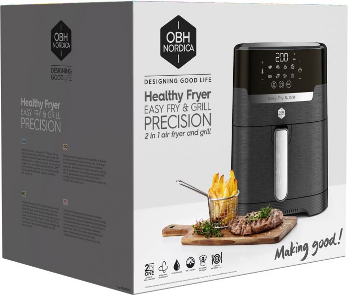 Мультипіч OBH Nordica EasyFry&Grill Precision, 1550Вт, чаша-4.2л, сенс. керув., від 40°C до 200°C, пластик, чорний