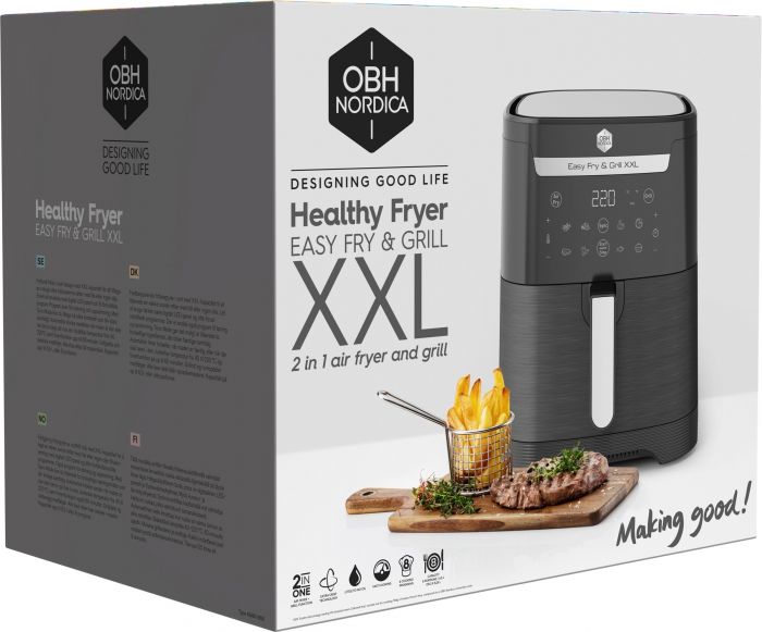 Мультипіч OBH Nordica EasyFry&Grill XXL, 1830Вт, чаша-6.5л, сенсорне керув., від 40°C до 200°C, пластик, чорний