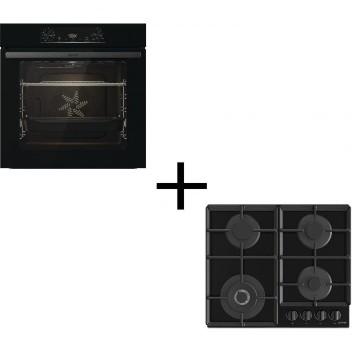Комплект Gorenje (духовка електрична BO6735E05B + поверхня газова на склі GTW641EB), 743549, чорн