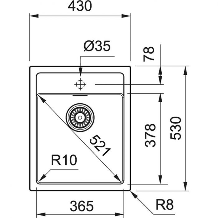 Мийка кухонна Franke Sirius тектонайт, прямокут., без крила, 430х530х200мм, чаша - 1, врізна, бежевий