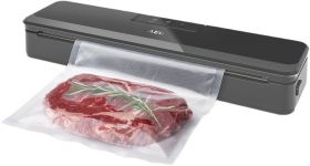 Вакууматор AEG для рулонів, пакетів і контейнерів, 80Вт, 30см, електронне керування, +10 пакетів, пластик, чорний