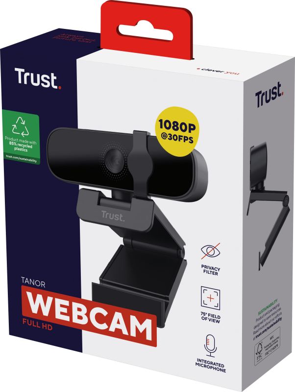 Вебкамера Trust Tanor,Full HD, 30 fps, fixed focus, чорний