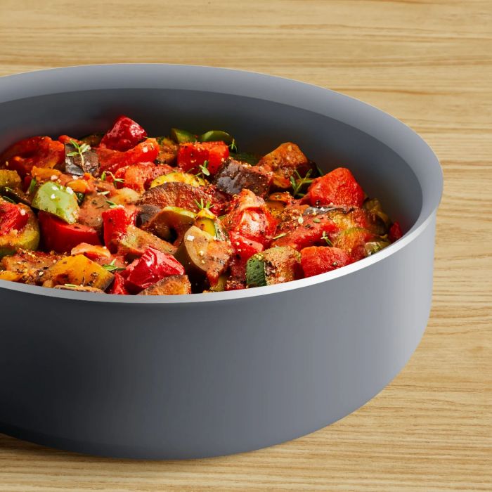 Сотейник Tefal Halo, 24см, з кришкою, алюміній, бакеліт, скло, сірий