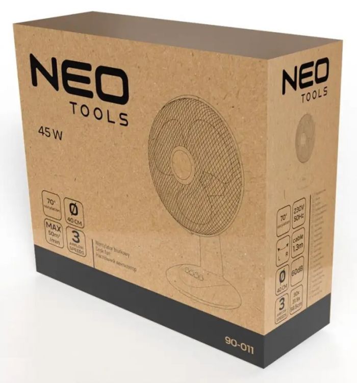 Вентилятор Neo Tools настільний, 40см, 45Вт, білий