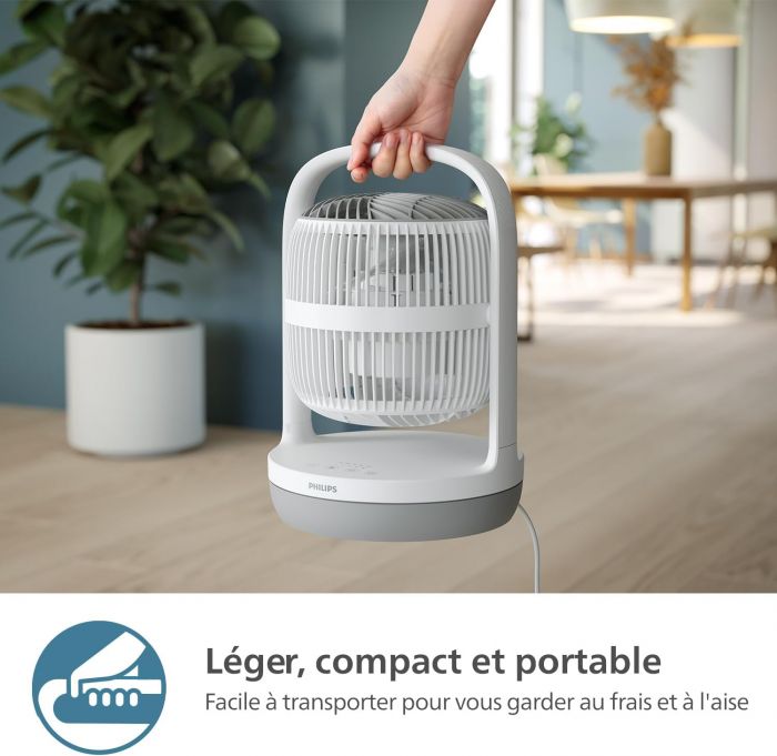Вентилятор Philips настільний Series 2000, 22см, 28Вт, таймер, поворот 180, білий