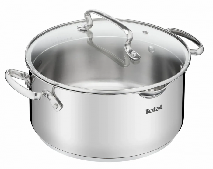 Каструля Tefal DUETTO+, 5л, з кришкою, нержавюча сталь, скло